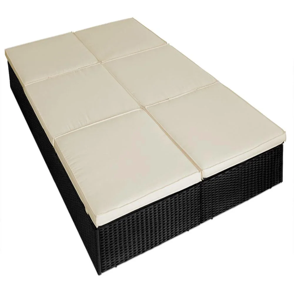 2-Personen-Liege Polyrotan schwarz - creme 193 x 116 x 33cm - 3