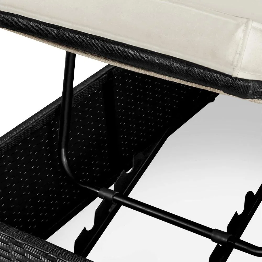 2-Personen-Liege Polyrotan schwarz - creme 193 x 116 x 33cm - 5