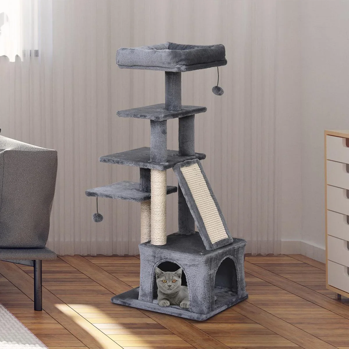 Katzenkratzbaum mit Spielbällen - 0