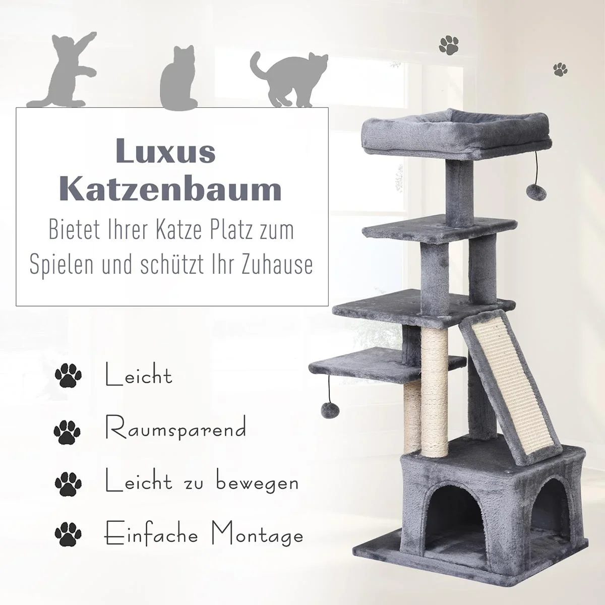 Katzenkratzbaum mit Spielbällen - 1