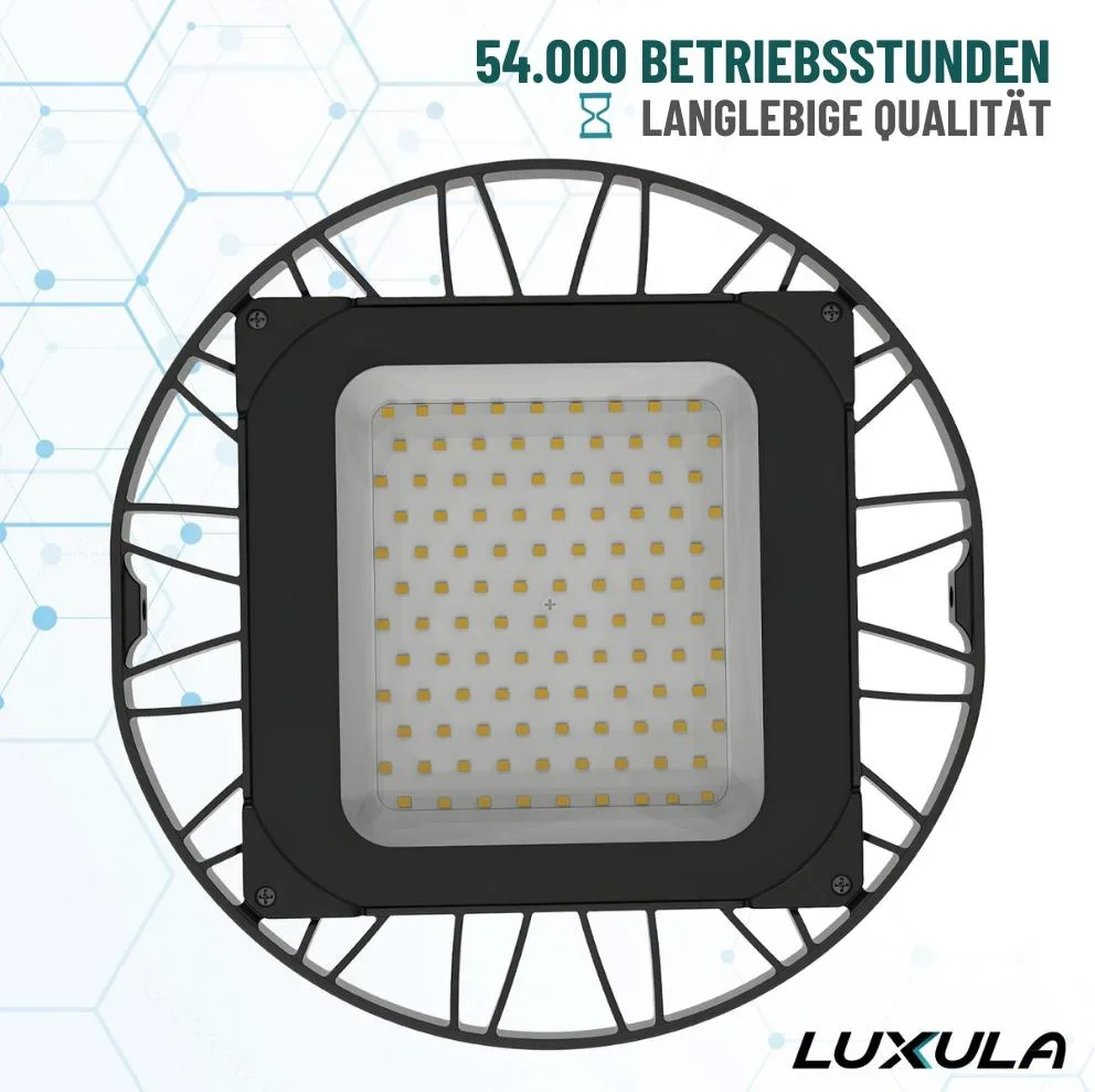 LED-HighBay in UFO-Form bietet 100 W, 9400 lm, 5000 K (neutralweiß) und IP65 Schutz. - 7