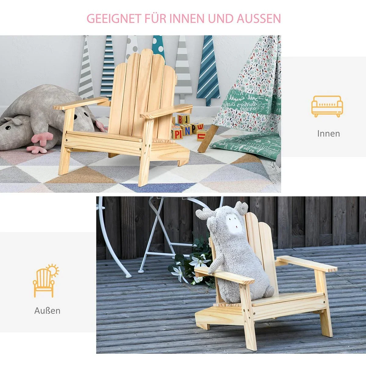 Kinder Gartenstuhl aus Holz natur - 2