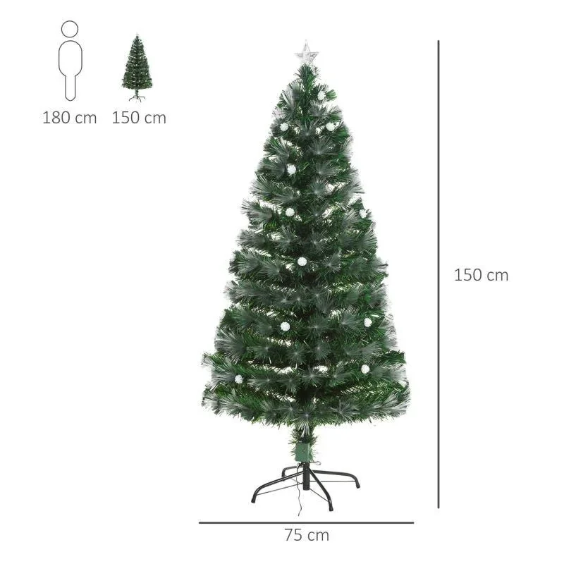 künstlicher Weihnachtsbaum mit Fernsteuerung LED-Leuchten Christbaum Tannenbaum PVC Metall Grün+Weiß Ø75 x 150 cm - 3