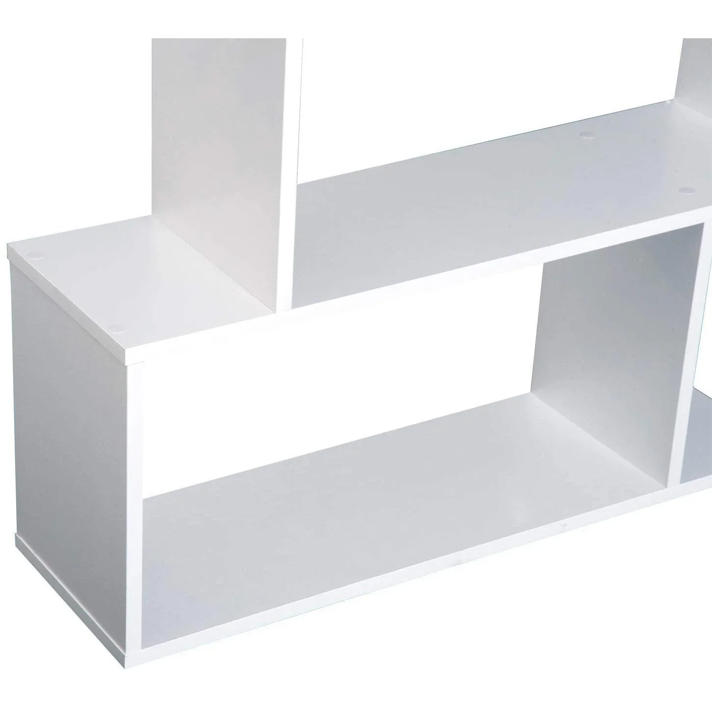 Bücherregal Weiß Wandregal Raumteiler S-Form 6 Fächer - 0