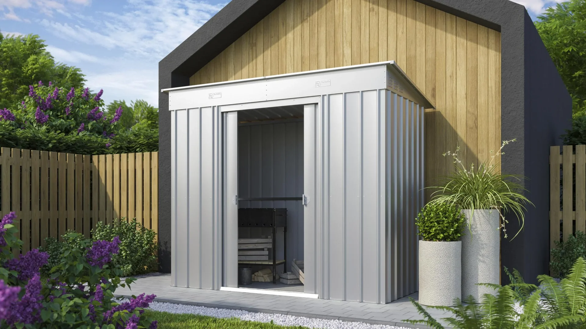 Gerätehaus Pultdach Skillion 84, silber metallic - 0