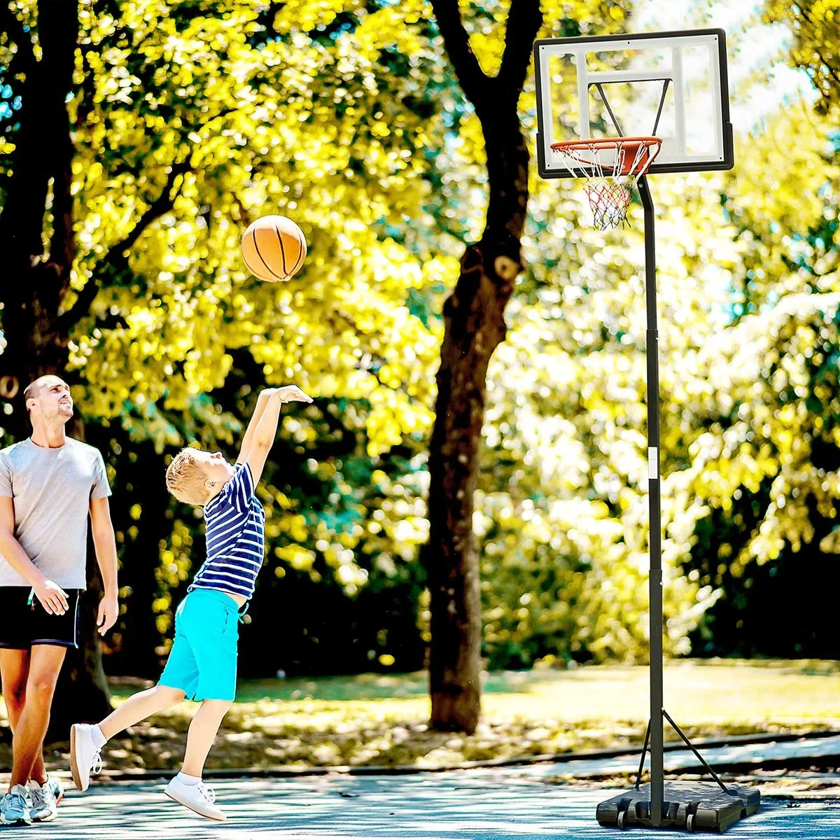 Mobiler Basketballständer Basketballkorb mit Ständer höhenverstellbar, Stahl+Kunststoff, Schwarz, 86 x 153 x 302-352 cm - 2