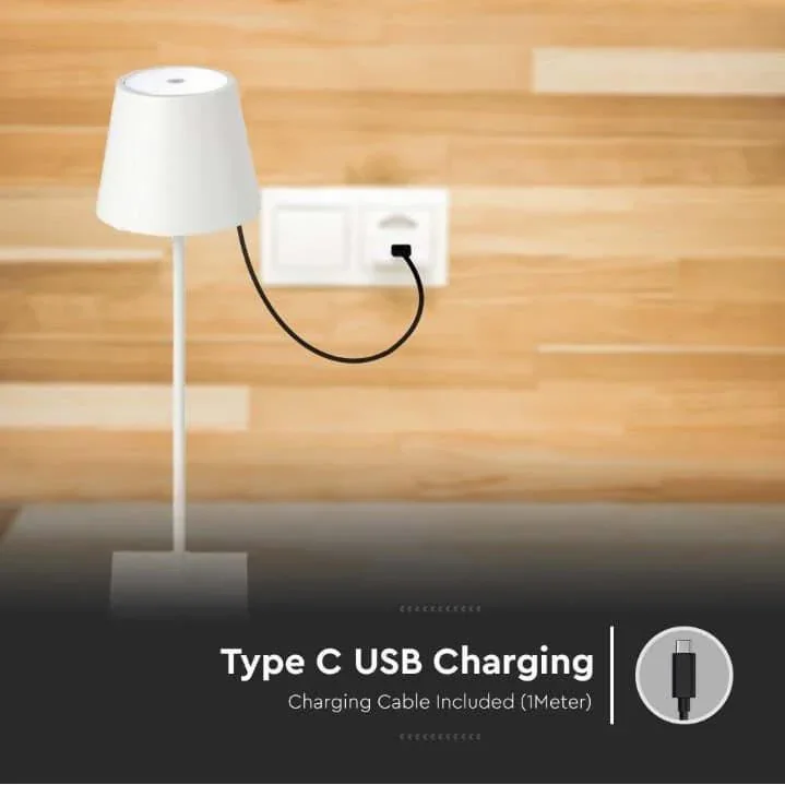 VT-7703 Tischleuchte - 4000K - Dimmbar durch Berührung - Wiederaufladbar - Weiß - 2