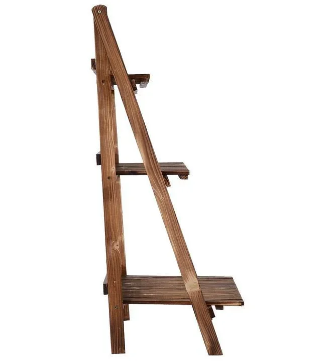 Pflanzentreppe L80 x W37 x H93cm Blumenregal 3 Stufen Tannenholz - 3
