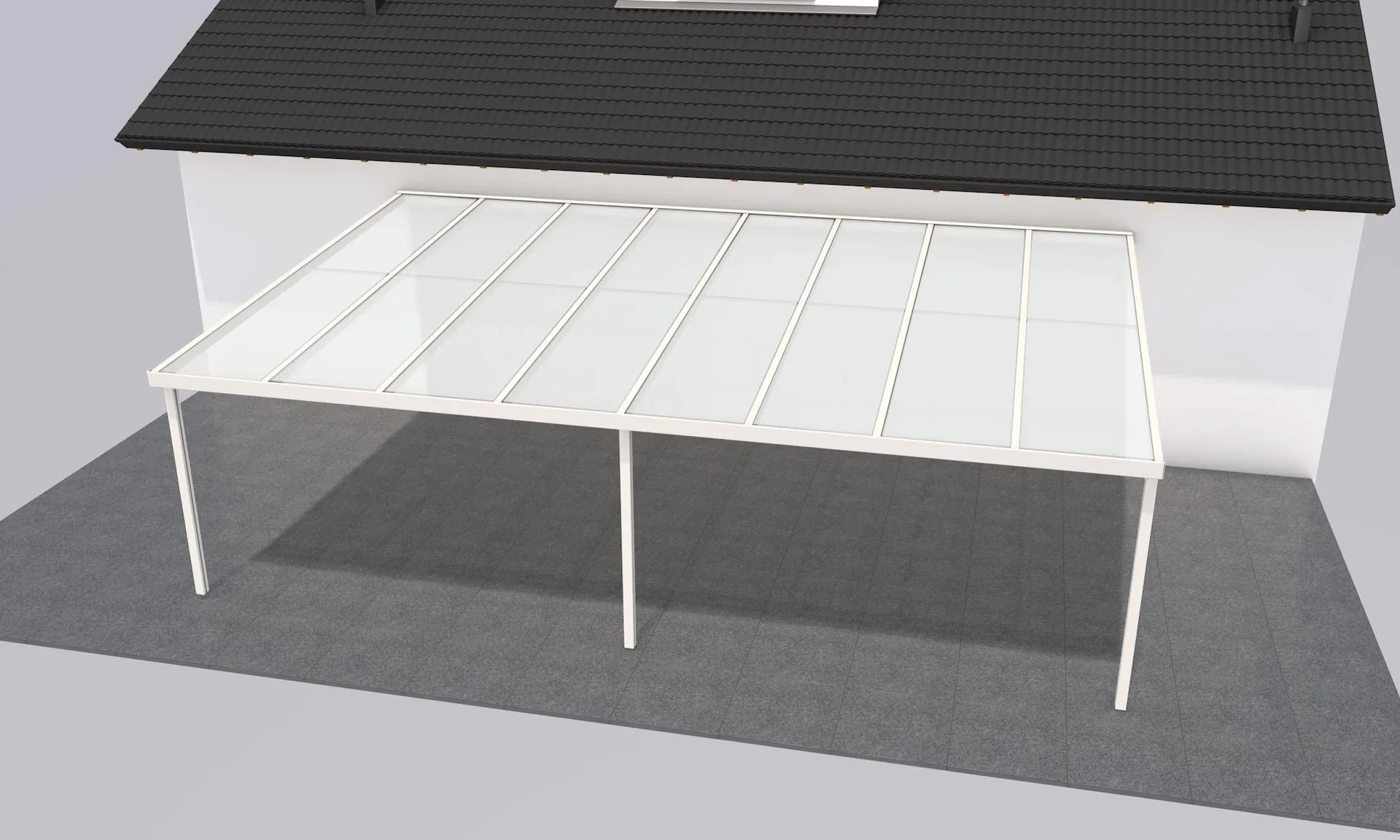 Terrassendach Premium, weiß, 8125 x 5060 mm - Polycarbonat Stegplatten 16 mm, opal - 0