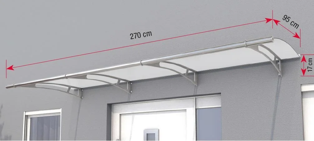 Pultvordach L 190, 190 x 95 x 17 cm, Edelstahl, 4 mm klar - 0