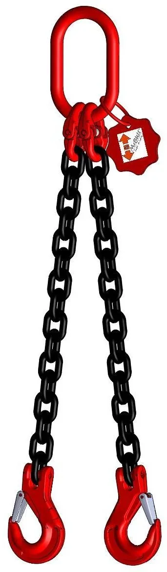 2-Strang Kette GK8, mit Gabelkopfhaken 8 mm, 4 m lang - 0