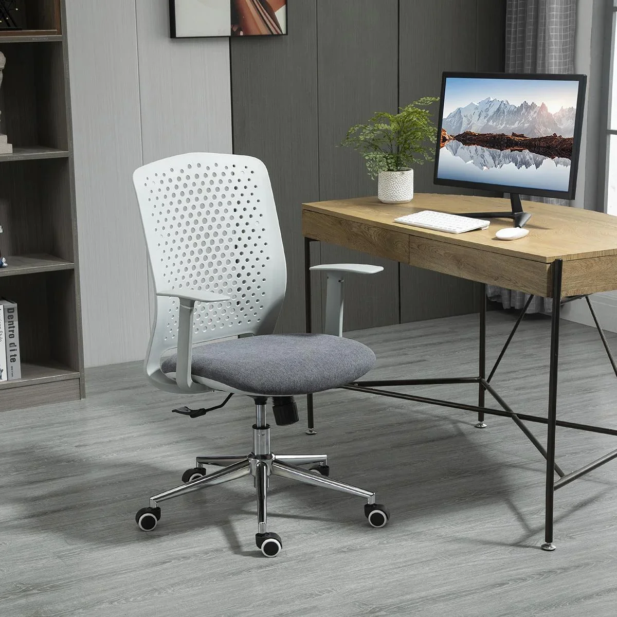 Bürostuhl drehbarer Chefsessel ergonomischer Computer-Arbeitsstuhl mit hoher Rückenlehne und Höhenverstellbar PP-Rückenl - 0