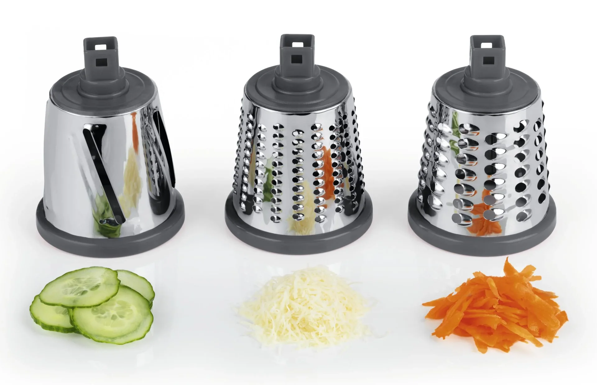 Gemüsereibe, Trommelreibe, 6-teilig, Rot/ Grau - 1