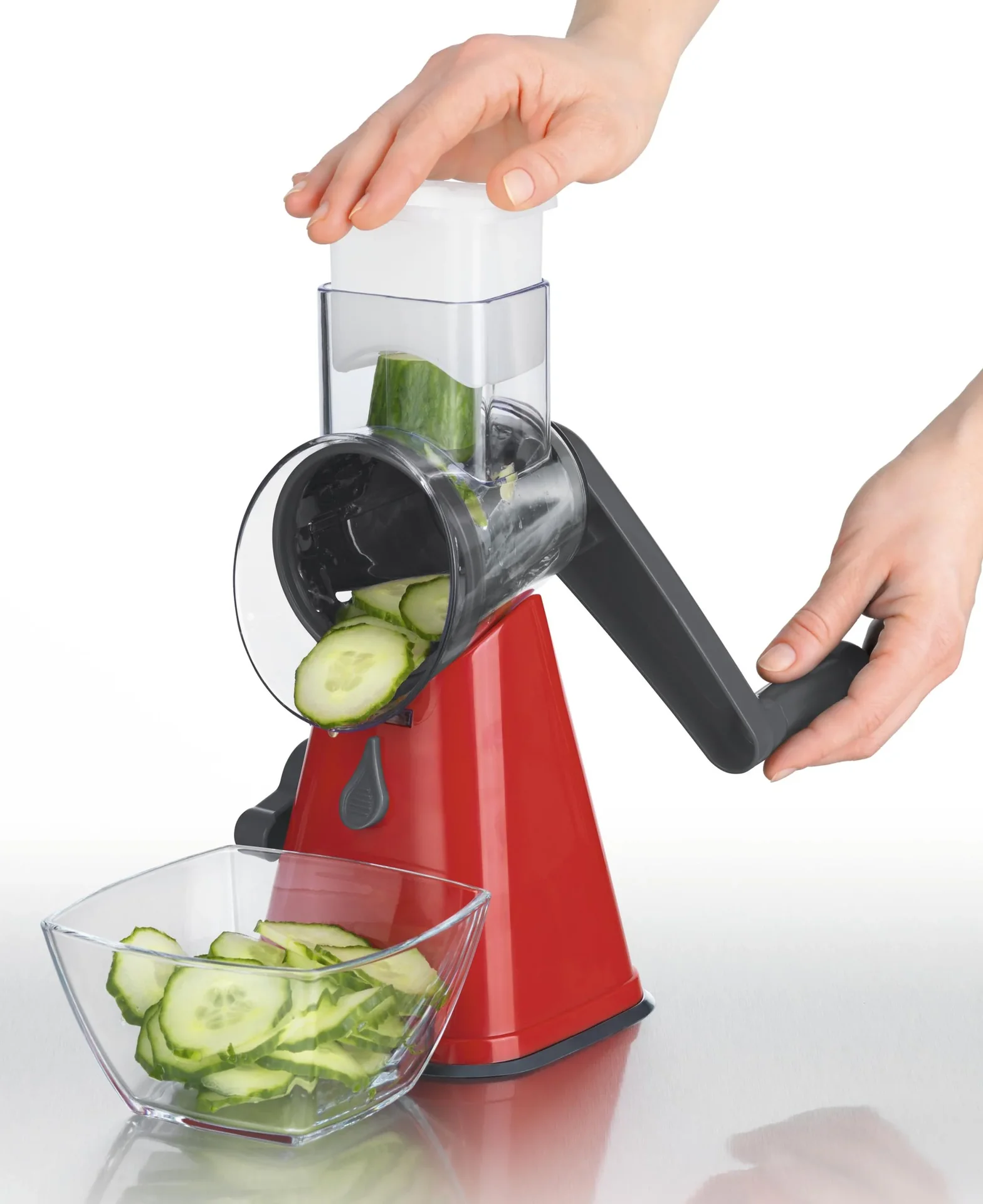 Gemüsereibe, Trommelreibe, 6-teilig, Rot/ Grau - 4