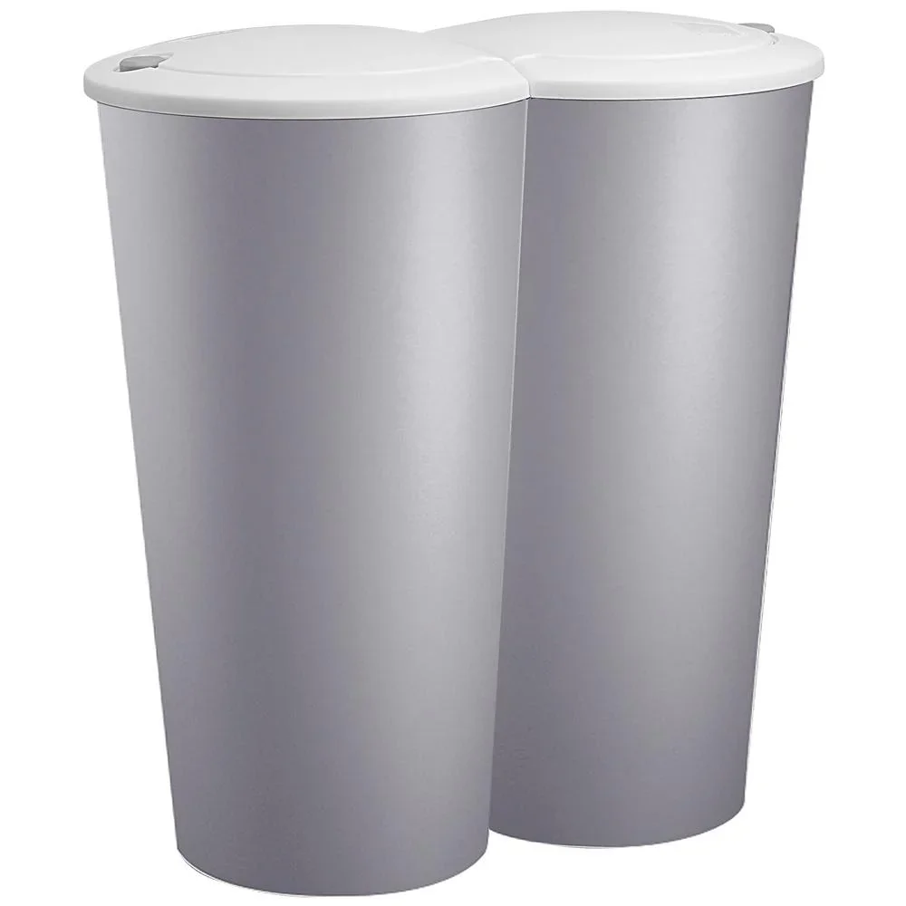 Doppeleimer für die Mülltrennung - Kunststoff grau 2x25L - 0