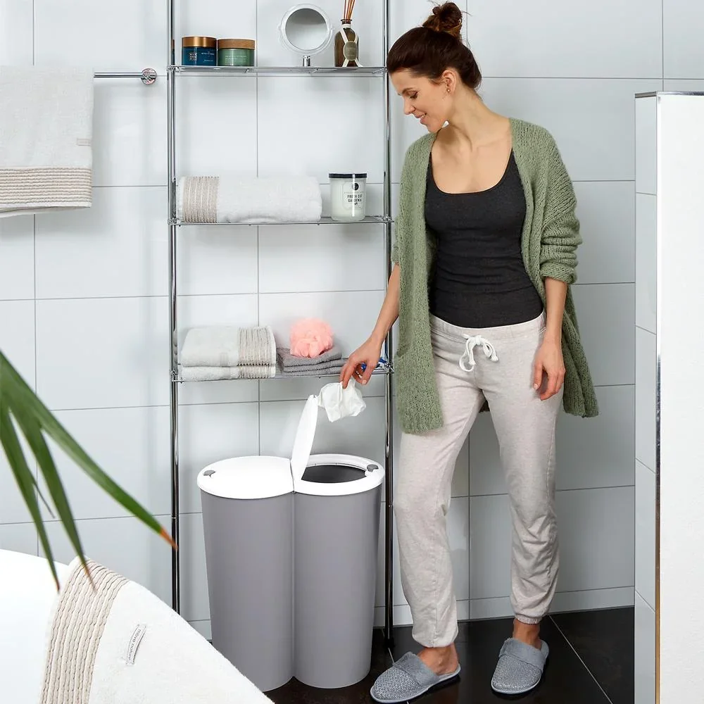 Doppeleimer für die Mülltrennung - Kunststoff grau 2x25L - 2
