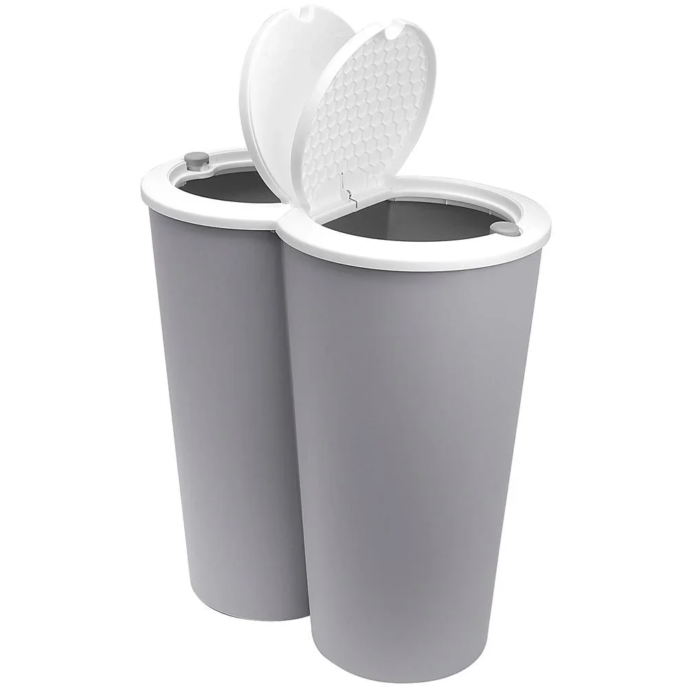Doppeleimer für die Mülltrennung - Kunststoff grau 2x25L - 3