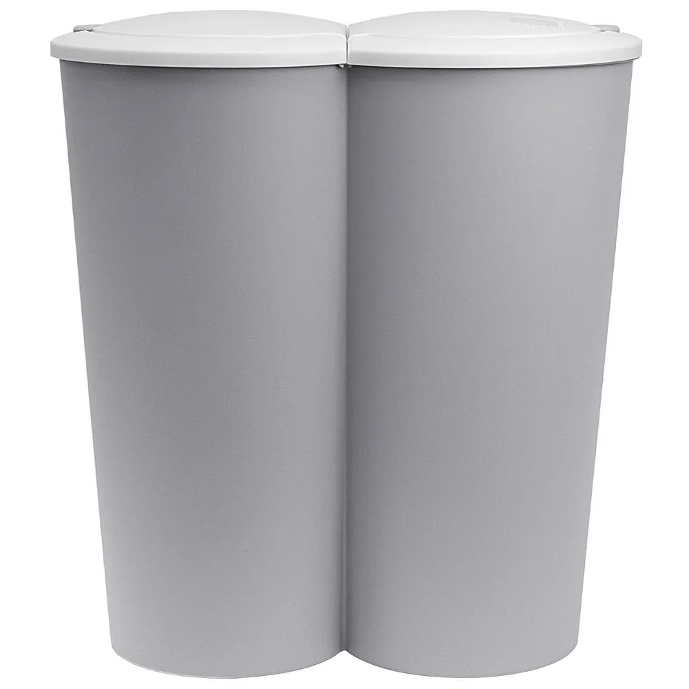 Doppeleimer für die Mülltrennung - Kunststoff grau 2x25L - 4