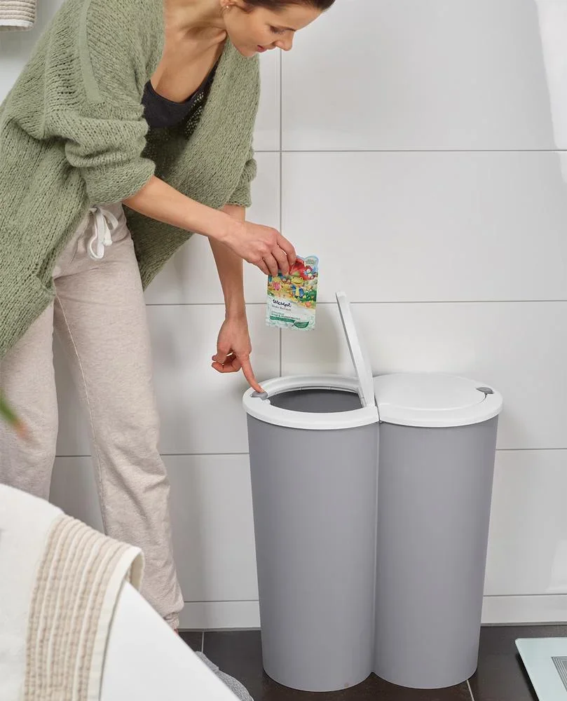 Doppeleimer für die Mülltrennung - Kunststoff grau 2x25L - 6