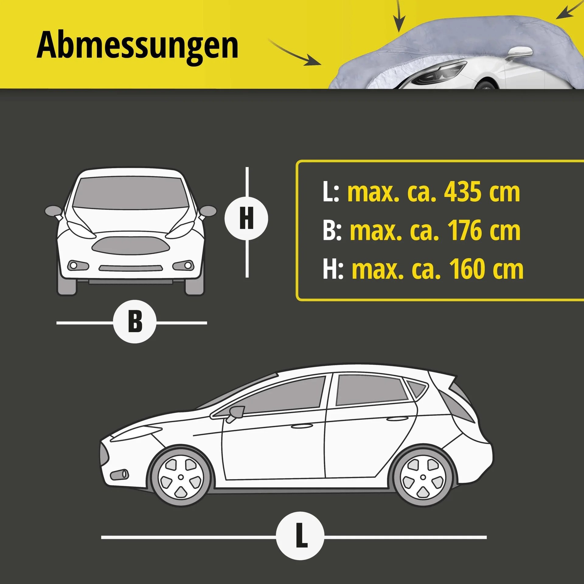 Autoabdeckplane all weather - Größe 4 - 435x176x160cm - PVC beschichtet - 1