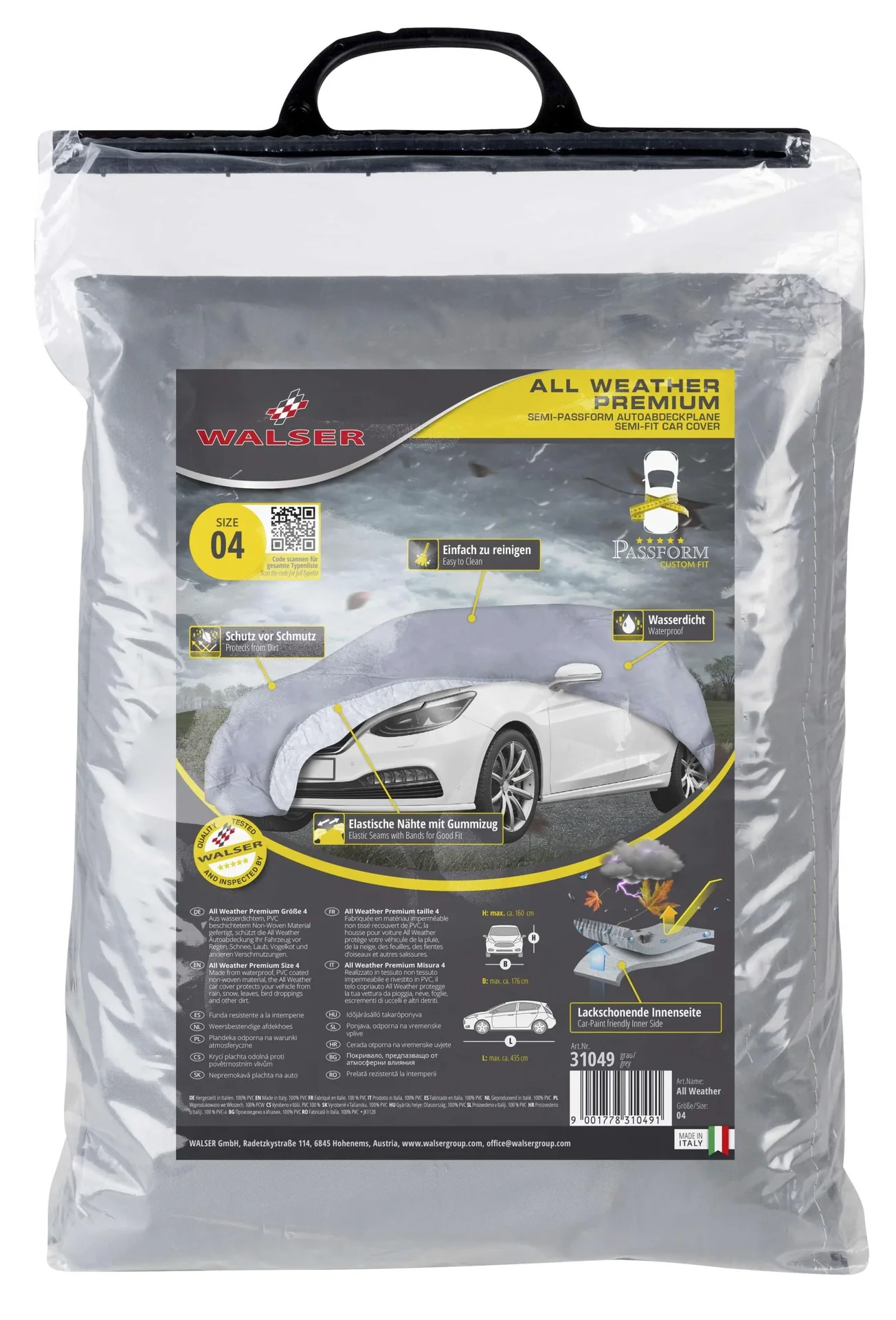 Autoabdeckplane all weather - Größe 4 - 435x176x160cm - PVC beschichtet - 8