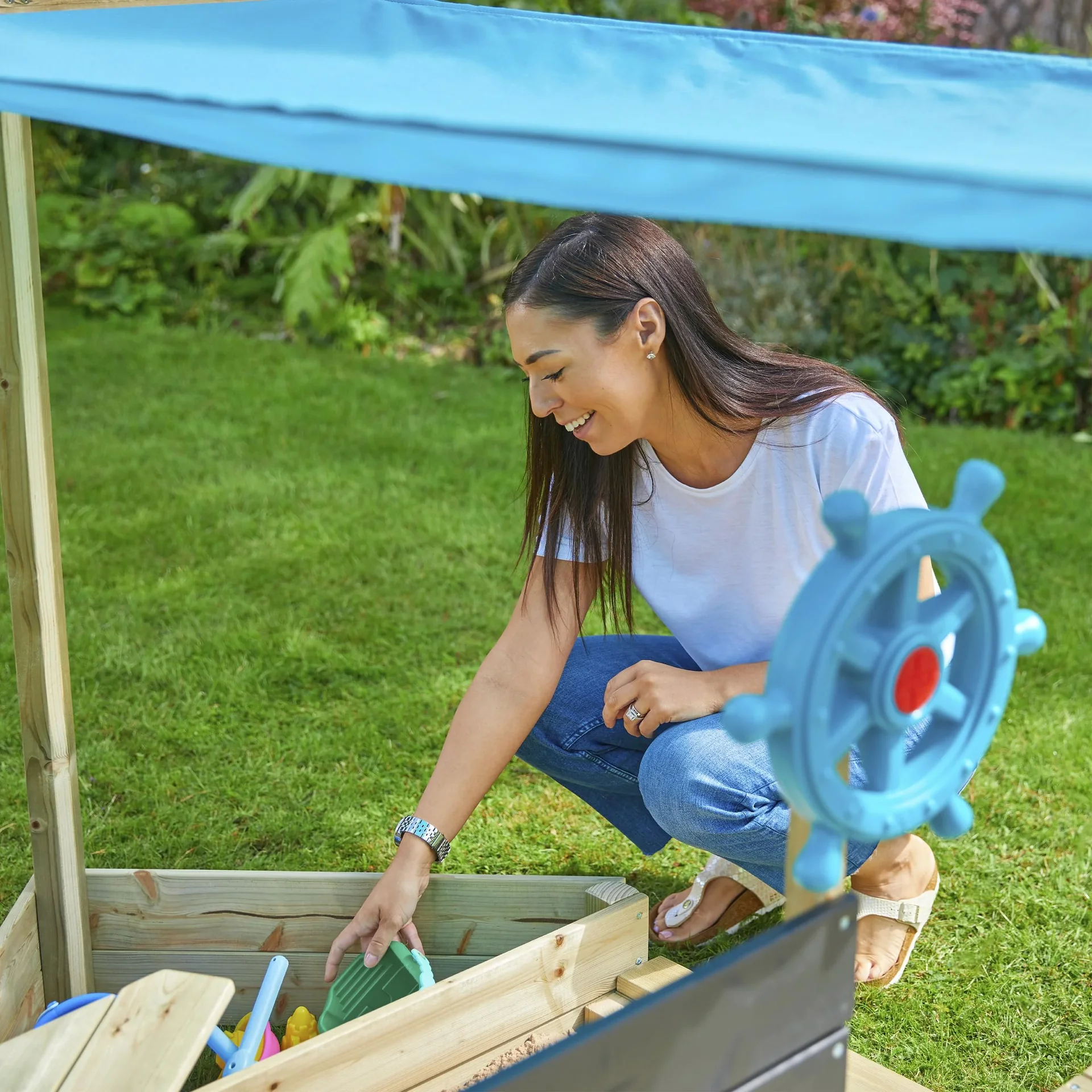 Holz Sandkasten Kinderspielboot AHOY - 2