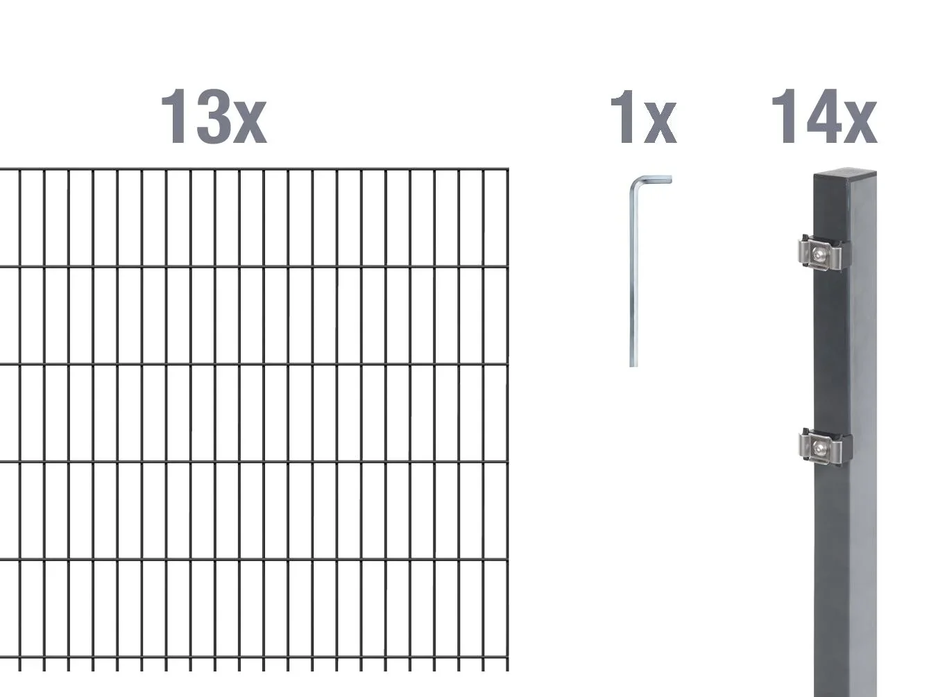 Doppelstabmattenzaun Komplettset, anthrazit, Höhe 100 cm, Länge 26 m - 3