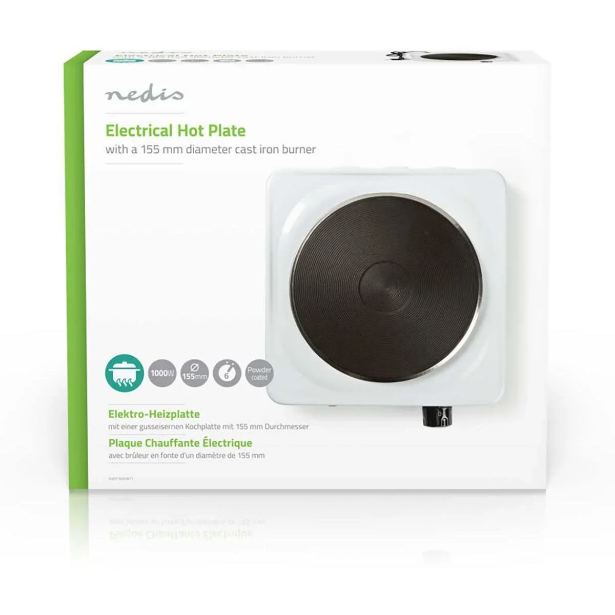 Nedis Elektrische Kochplatte - 1000 W - 155 mm - Überhitzungsschutz - 3