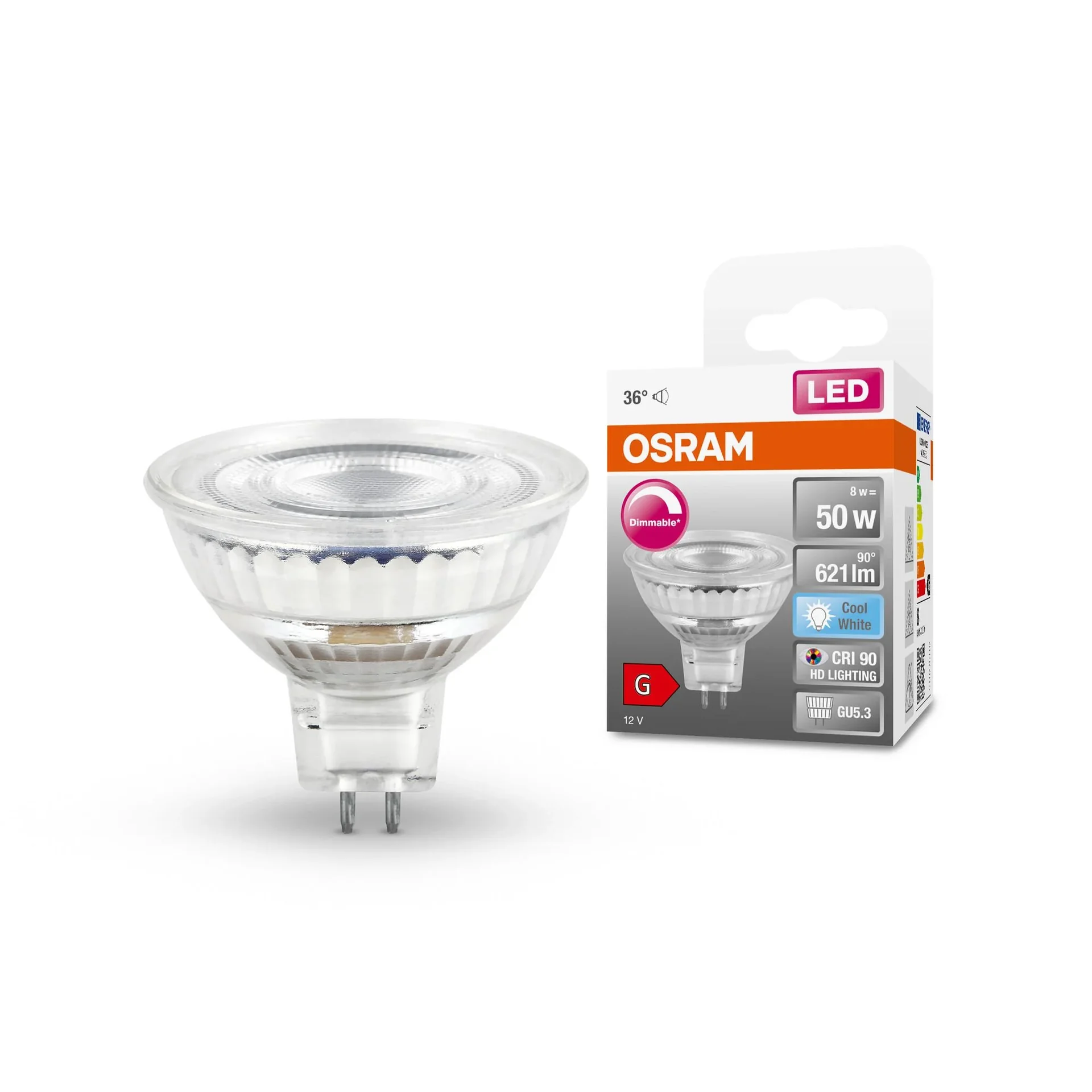 LED SUPERSTAR Reflektorlampe MR16 mit 8 Watt, GU5.3, kaltweiß, 36°, dimmbar - 1