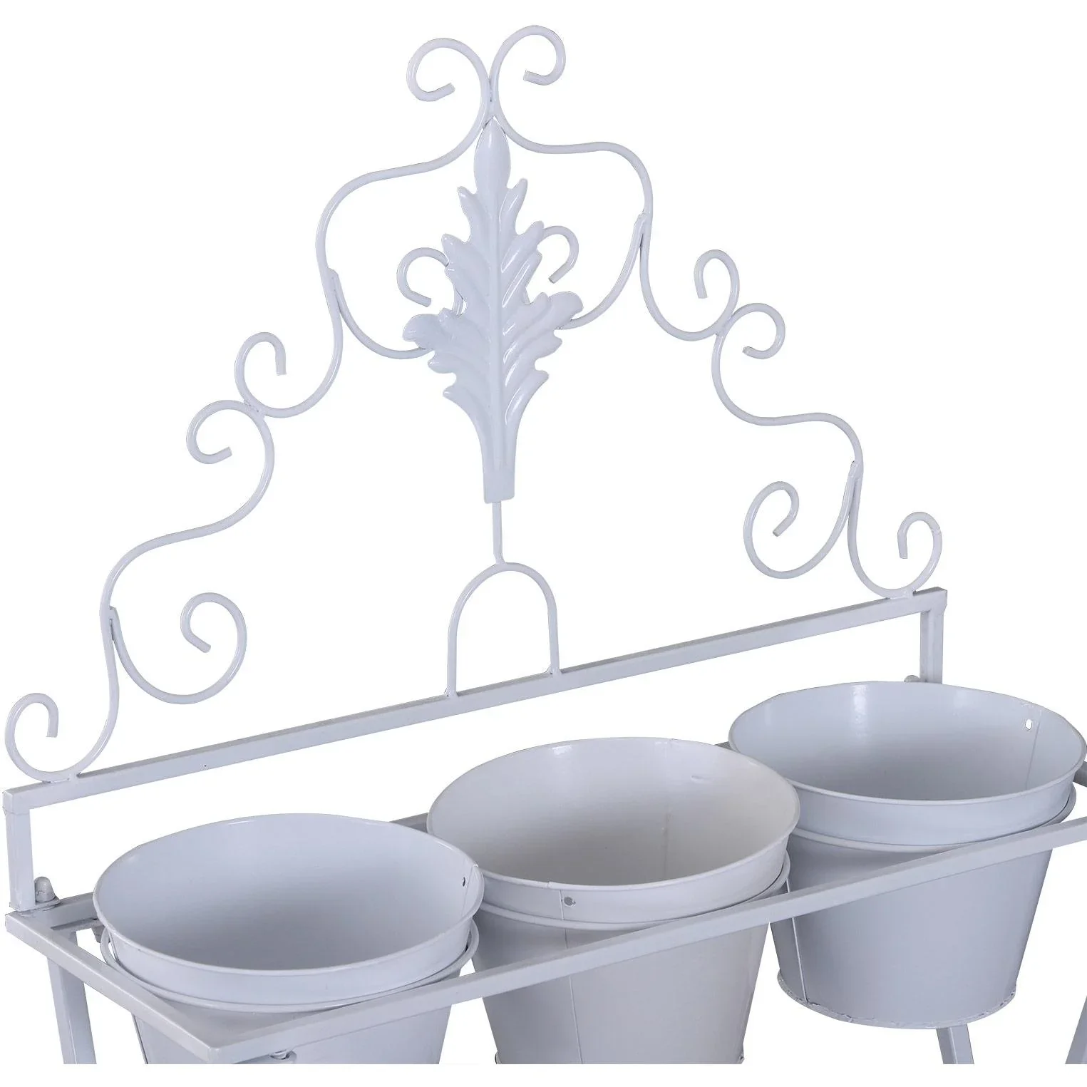 Pflanzregal Pflanzenständer Blumenregal Blumenständer mit 3 Kasten Metall Weiß 58 x 21 x 100 cm - 0