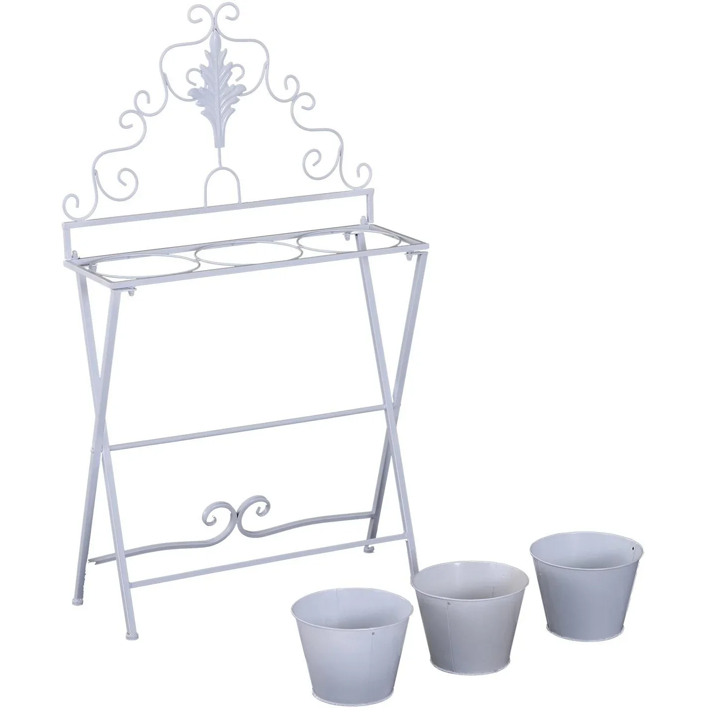 Pflanzregal Pflanzenständer Blumenregal Blumenständer mit 3 Kasten Metall Weiß 58 x 21 x 100 cm - 4