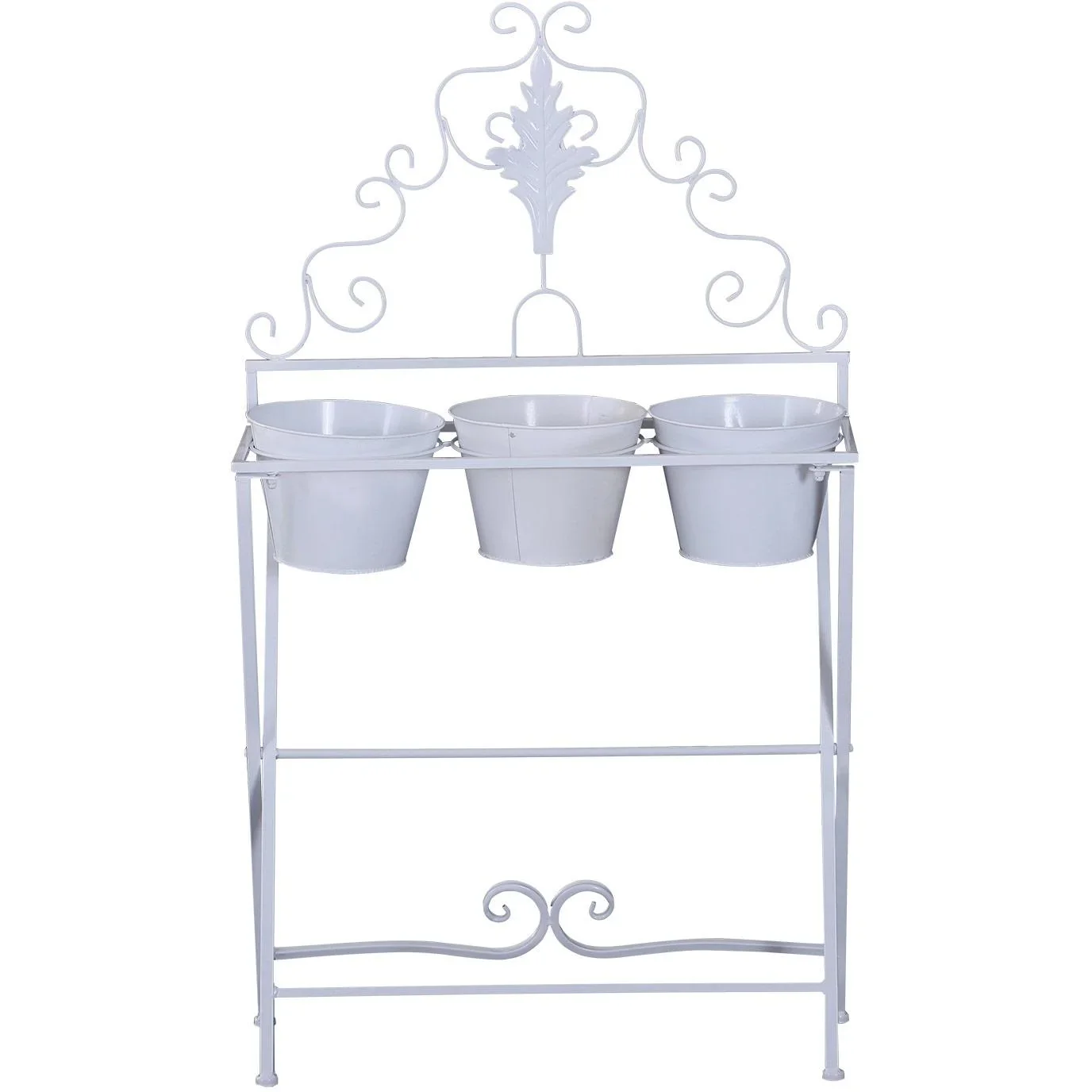 Pflanzregal Pflanzenständer Blumenregal Blumenständer mit 3 Kasten Metall Weiß 58 x 21 x 100 cm - 5