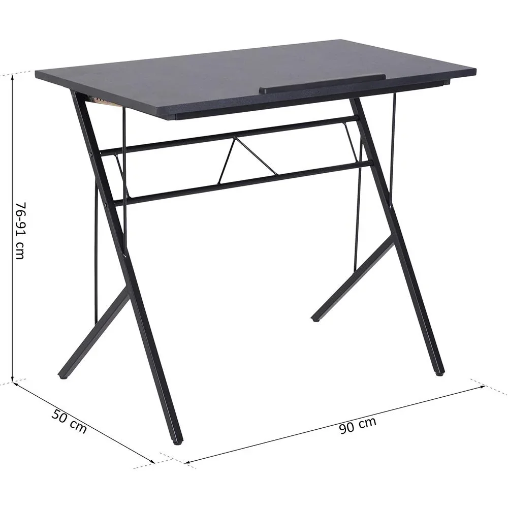 Laptoptisch neigbar Kinderschreibtisch Notebooktisch höhenverstellbar Schwarz 90 x 50 x (76 91) cm - 0