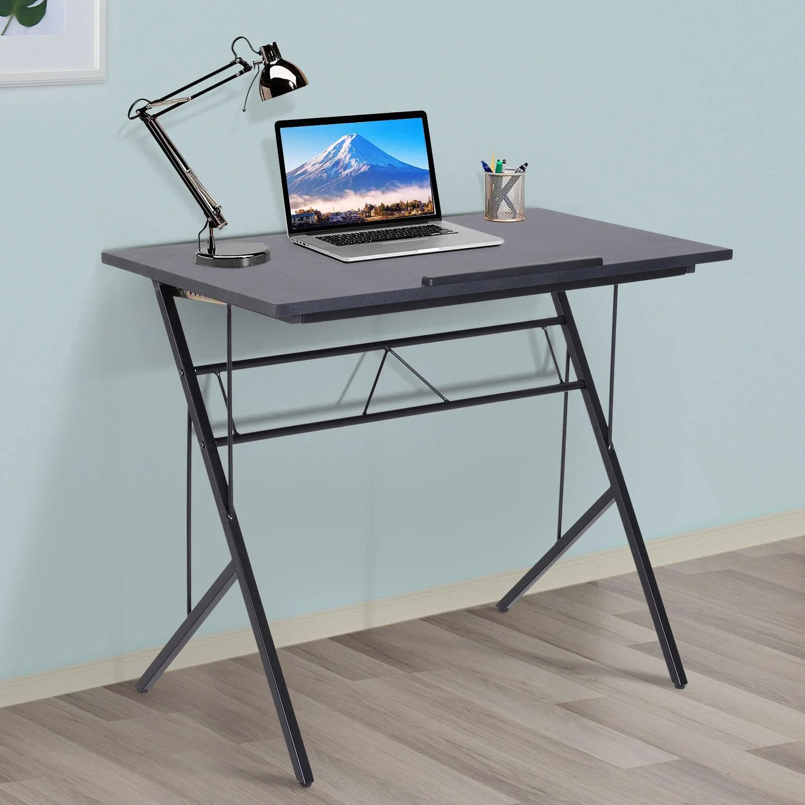 Laptoptisch neigbar Kinderschreibtisch Notebooktisch höhenverstellbar Schwarz 90 x 50 x (76 91) cm - 1