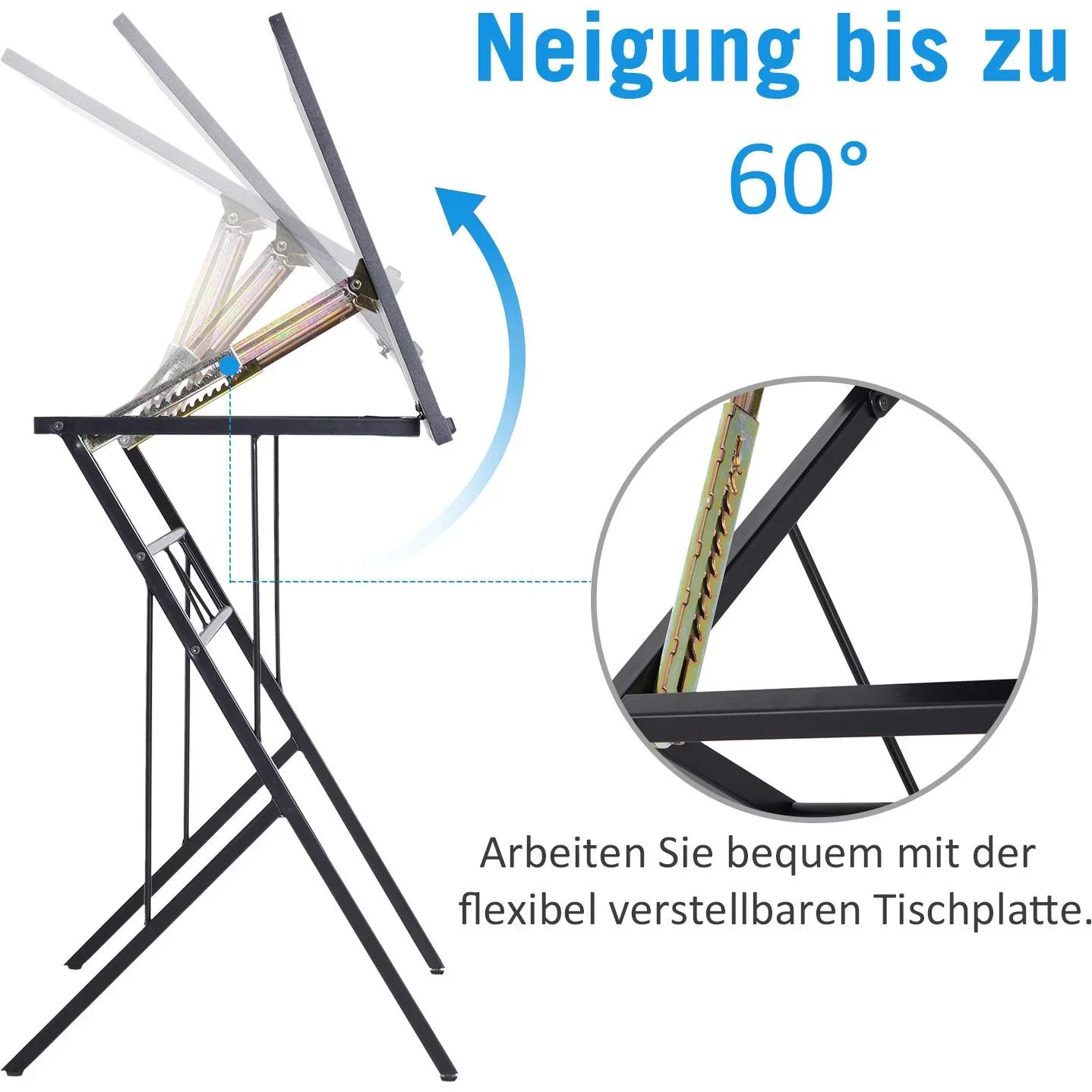 Laptoptisch neigbar Kinderschreibtisch Notebooktisch höhenverstellbar Schwarz 90 x 50 x (76 91) cm - 6
