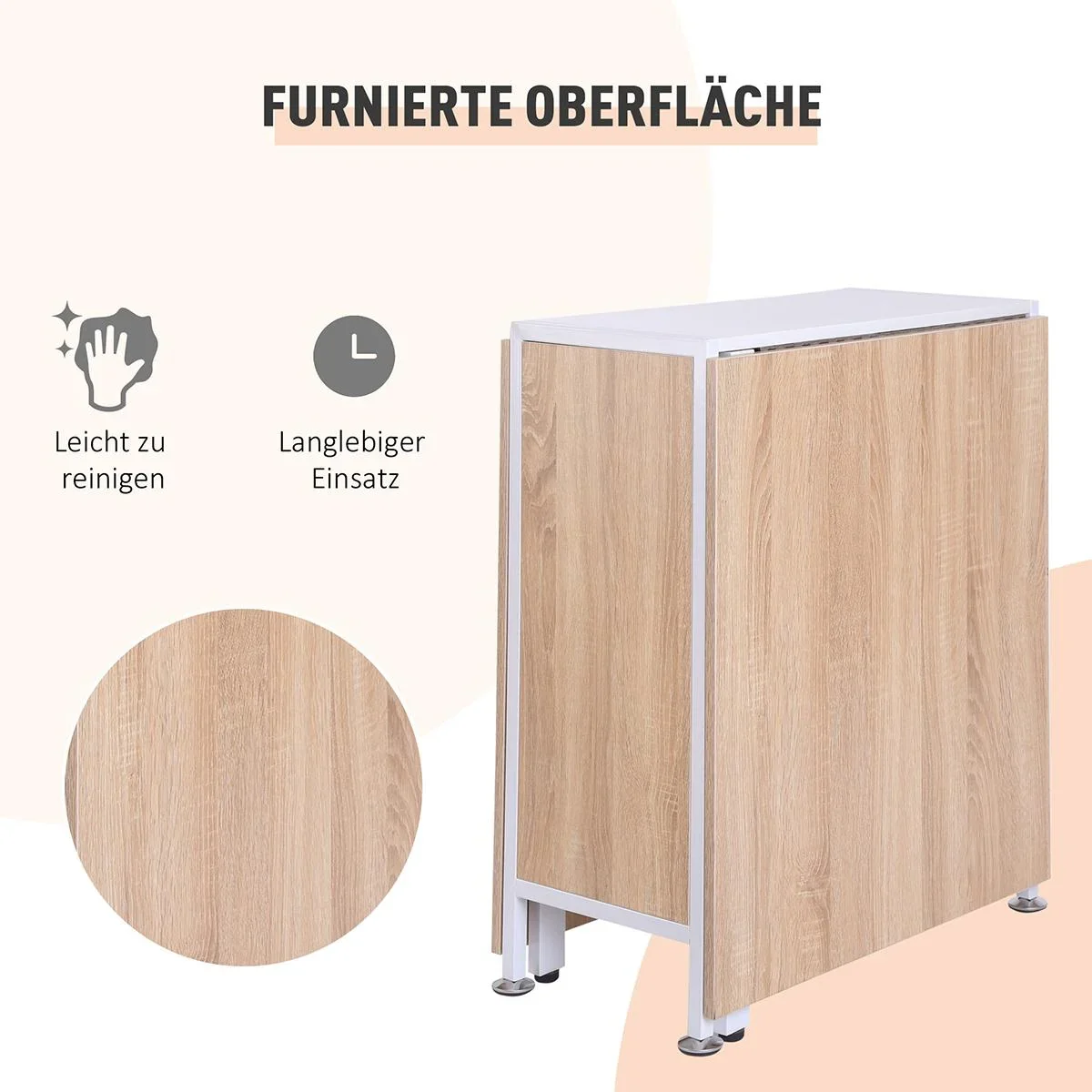 Klapptisch mit Stauraum natur, weiß - 1