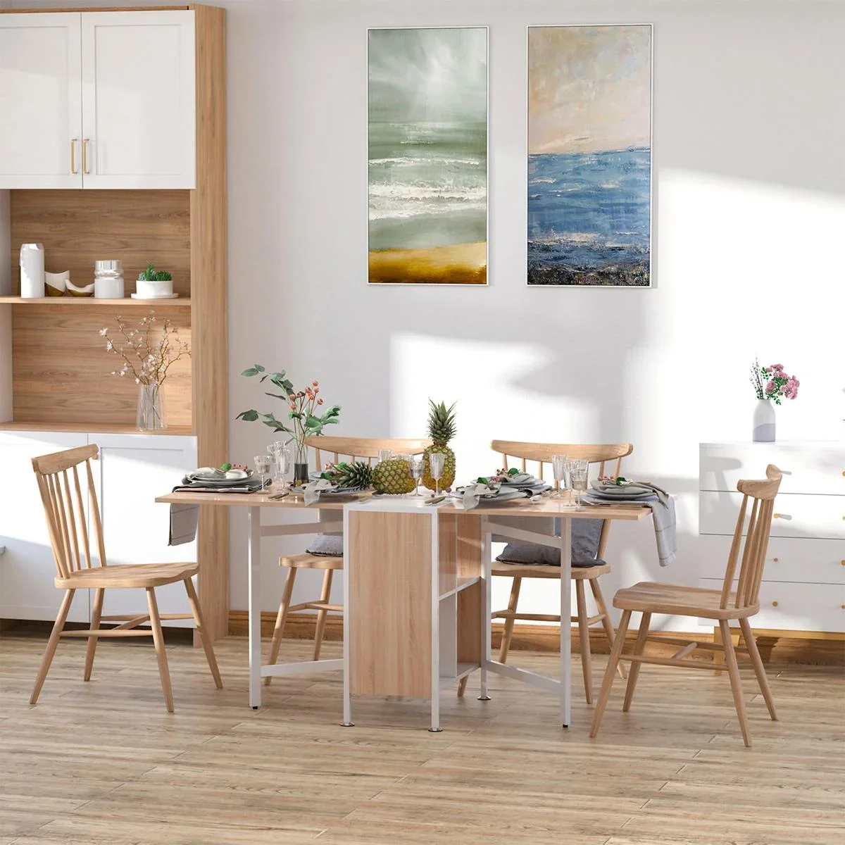 Klapptisch mit Stauraum natur, weiß - 3
