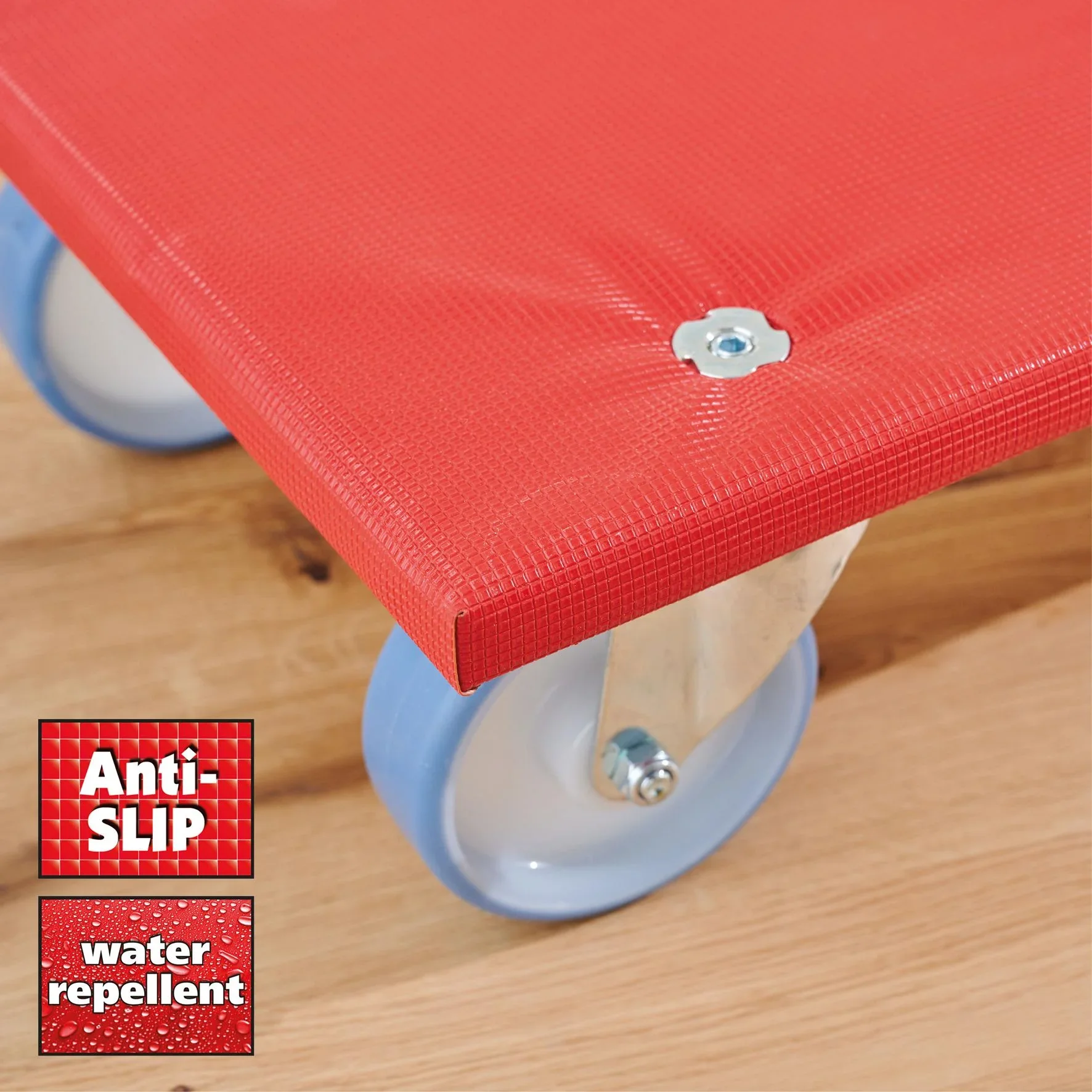 Transporthilfe MM 1396, 57,5 x 30 x 14 cm, softe Rollen Ø 100 mm, Rollenlager, Platte FSC® bezogen, Tragkraft 400 kg - 0