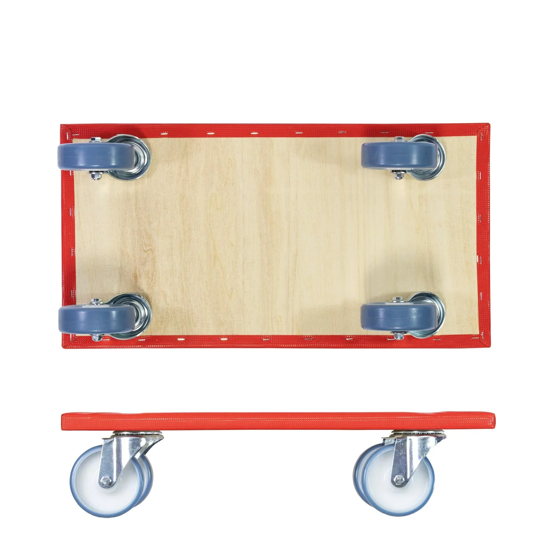 Transporthilfe MM 1396, 57,5 x 30 x 14 cm, softe Rollen Ø 100 mm, Rollenlager, Platte FSC® bezogen, Tragkraft 400 kg - 5