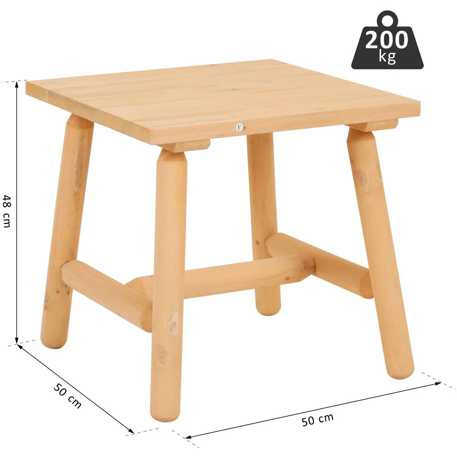Holzhocker Garten Beistelltisch Gartentisch Kinderstuhl Allzweck Tannenholz Natur 50 x 50 x 48 cm - 2