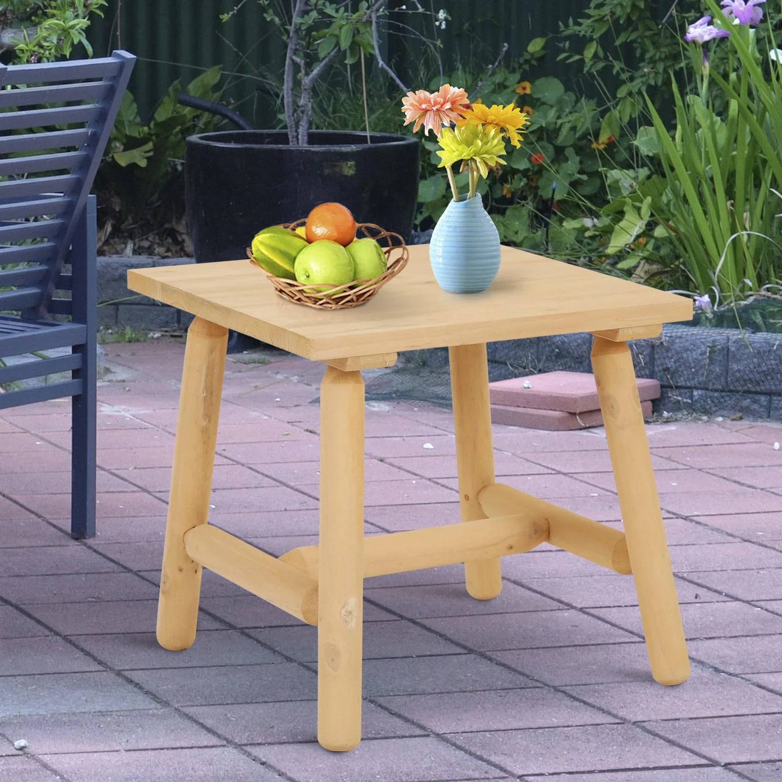 Holzhocker Garten Beistelltisch Gartentisch Kinderstuhl Allzweck Tannenholz Natur 50 x 50 x 48 cm - 3