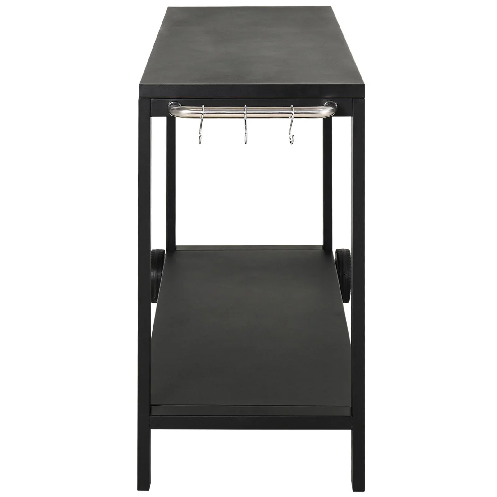 Edelstahlküchenwagen mit Rollen, schwarz - 0