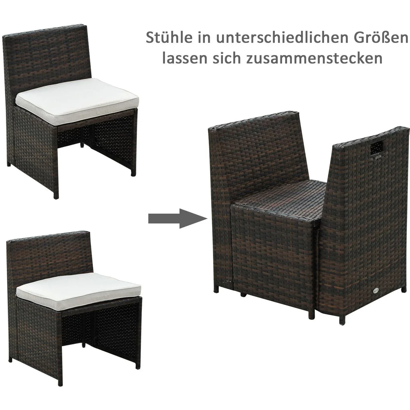 5 tlg, Polyrattan Garnitur Gartenset Sitzgruppe Gartenmöbel - 2