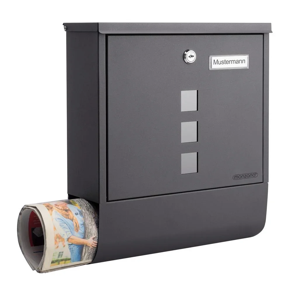 Briefkasten mit Zeitungshalter anthrazit 30,5x8,5x33,5cm - 5