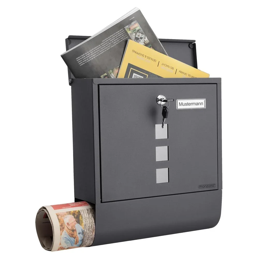 Briefkasten mit Zeitungshalter anthrazit 30,5x8,5x33,5cm - 7