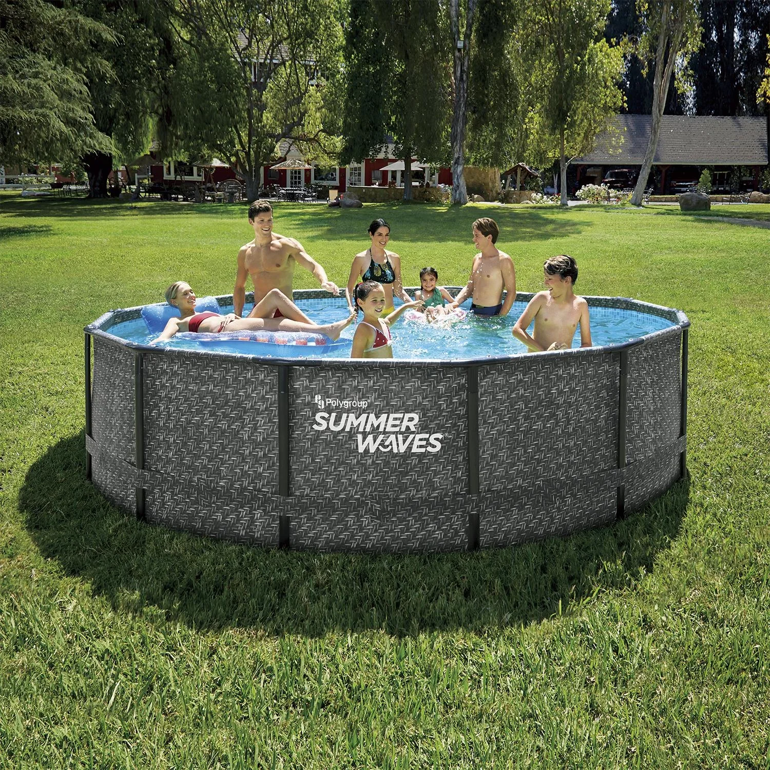 Elite Frame Pool Ø427 x 107 cm, rattan grau - 0
