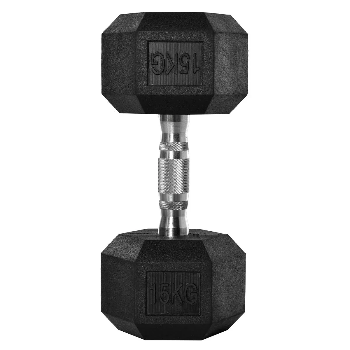 Gummi-Hantel Fitness Hantel Kurzhantel für Trainingsraum Büro Einzelhantel sechseckige Form Stahl Gummi schwarz 15 KG - 0