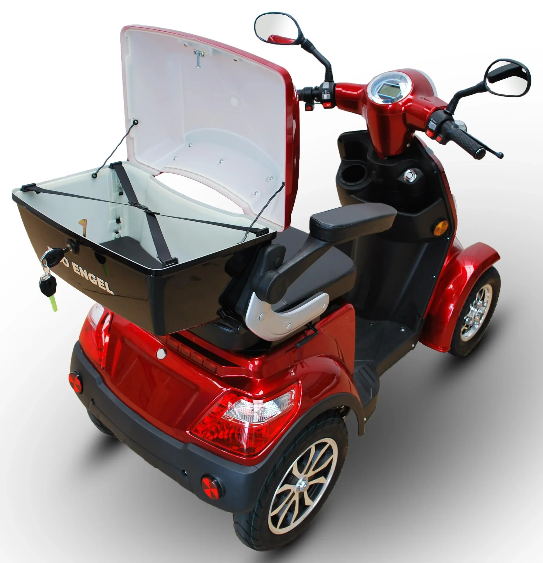 E-Scooter 4 Räder rot - 20 Ah Li-Io Akku - 25 km/h - Seniorenmobil - 3