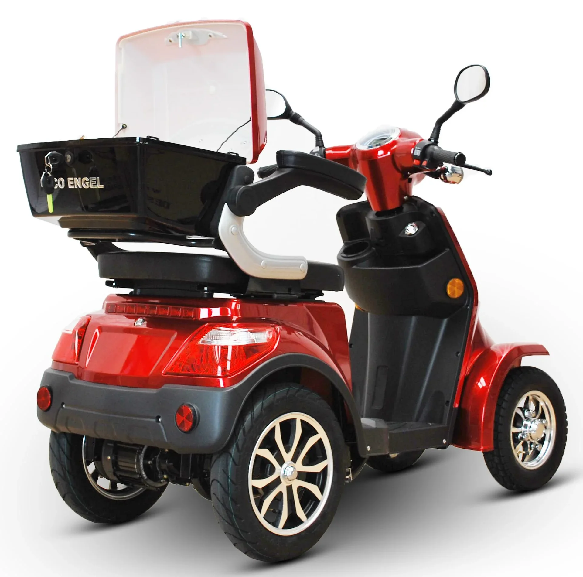E-Scooter 4 Räder rot - 20 Ah Li-Io Akku - 25 km/h - Seniorenmobil - 4