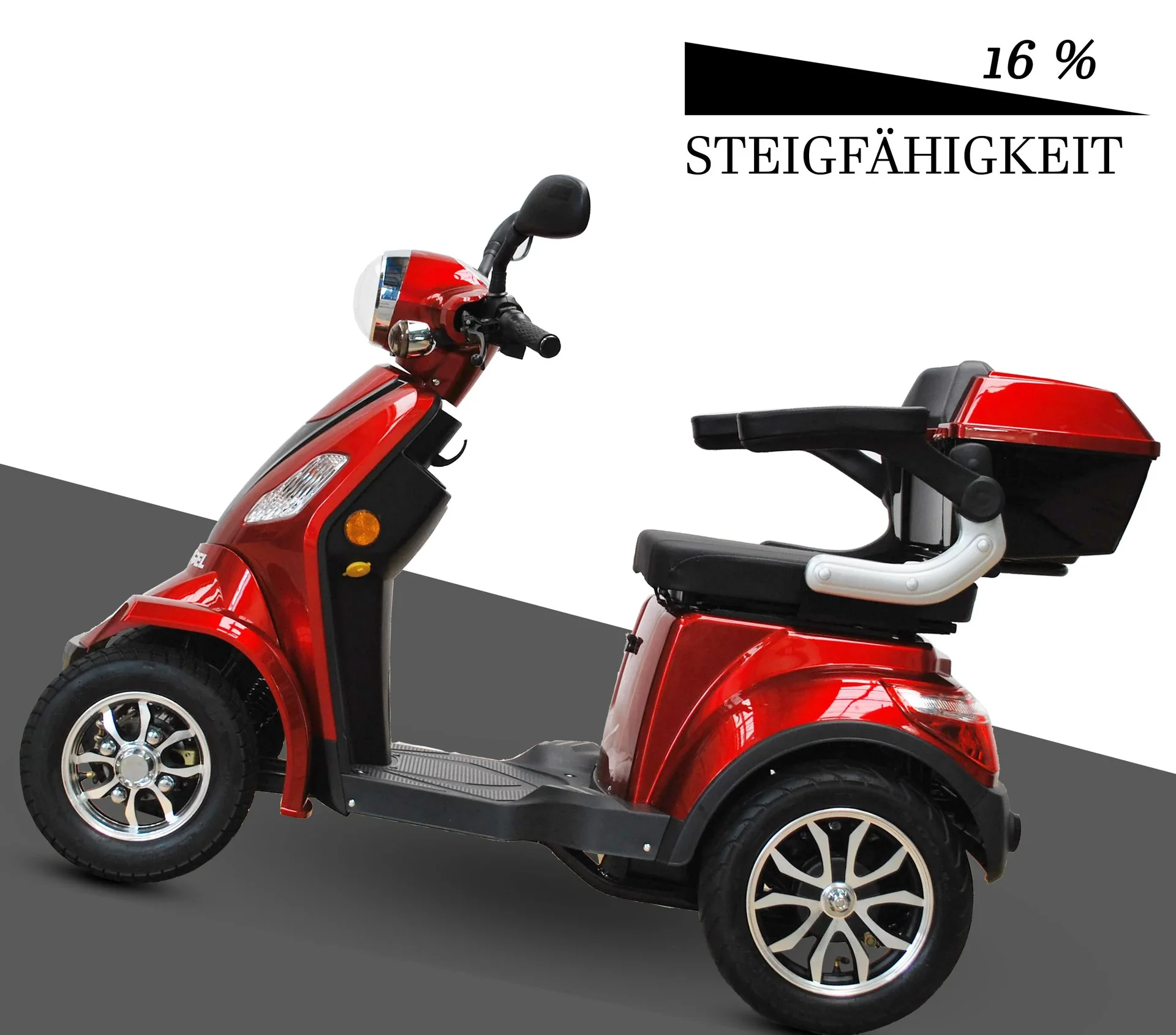 E-Scooter 4 Räder rot - 20 Ah Li-Io Akku - 25 km/h - Seniorenmobil - 6